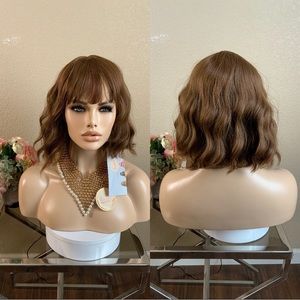 12'' reddish brown bobo wig with bangs
